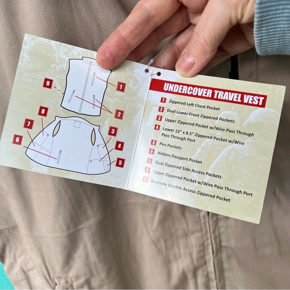 ROTHCO UNDERCOVER TRAVEL VEST TAN KHAKI SIZE MEDIUM NWT 9 POCKETS - Picture 4 of 8